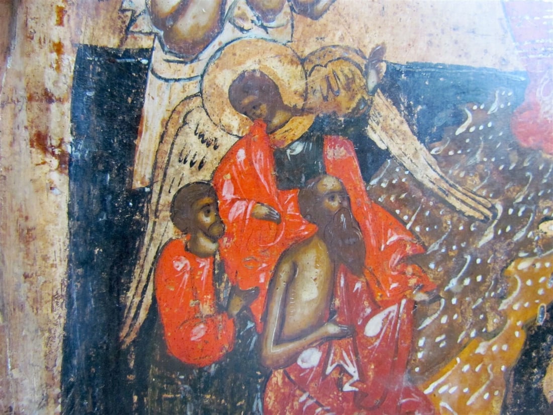 RUSSIAN ICON of MOTHER OF GOD of JOY antique 17th CENTURY HAND PAINTED on WOOD - 4