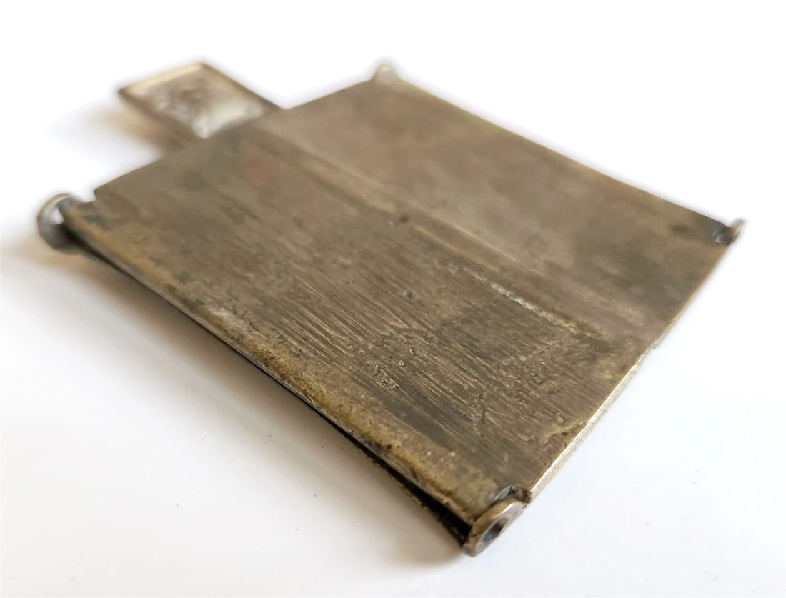 RUSSIAN BRONZE TRAVELER'S ICON TRYPTICH of SELECTED SAINTS antique 18 century - 4