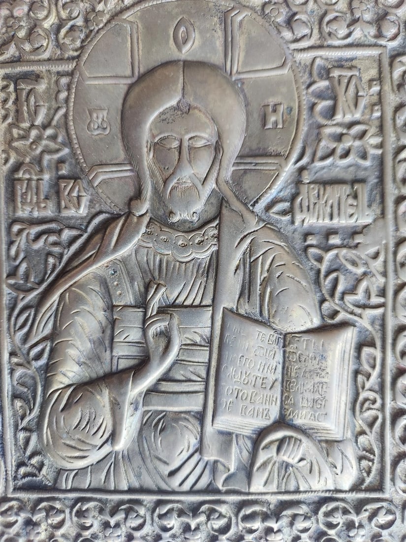 19h CENTURY RUSSIAN ORTHODOX BRONZE ICON TRIPTYCH antique DEISIS VERY LARGE! - 4