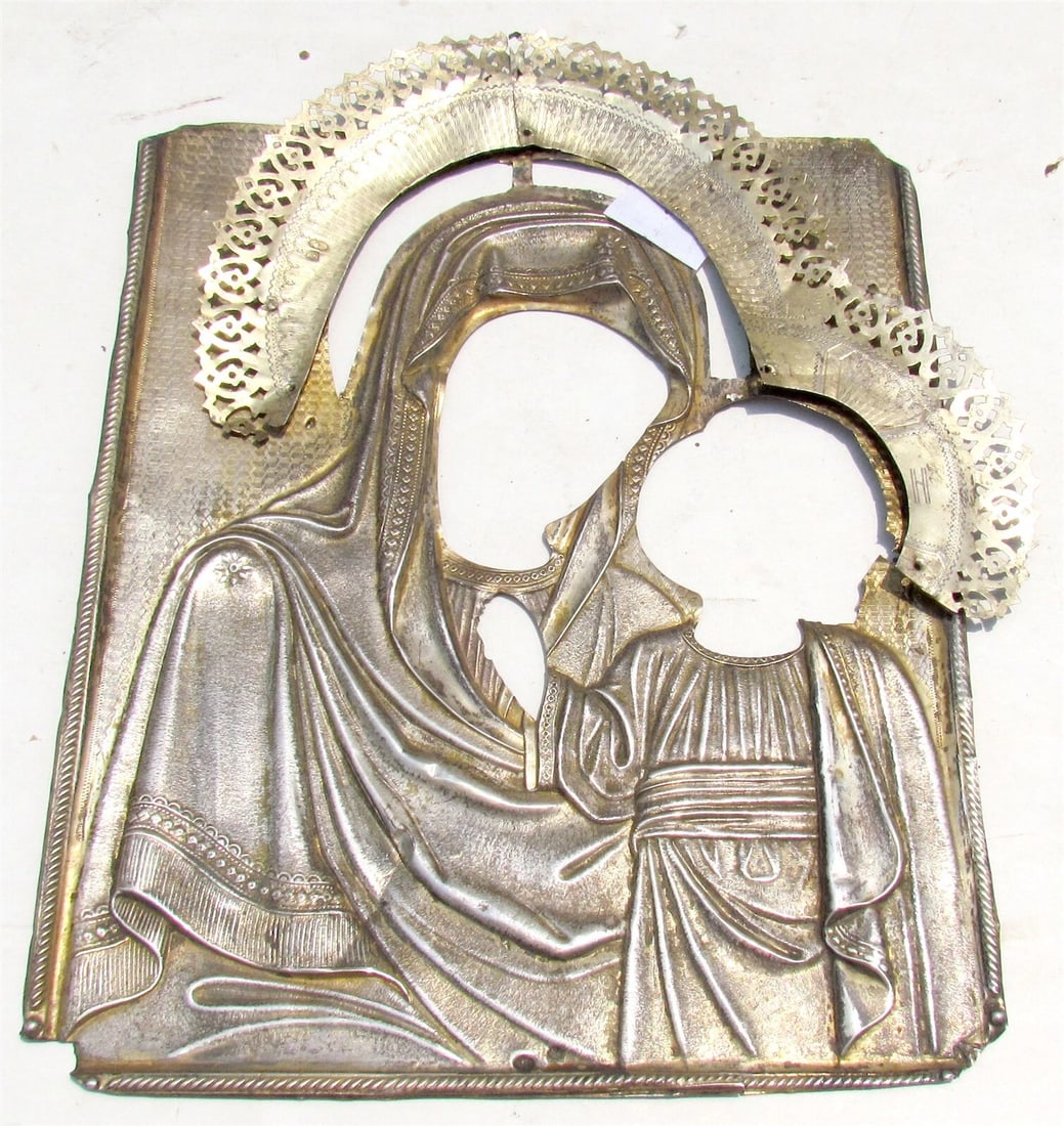 RUSSIAN ICON OKLAD 19th CENTURY antique SILVER for KAZAN VIRGIN - 2