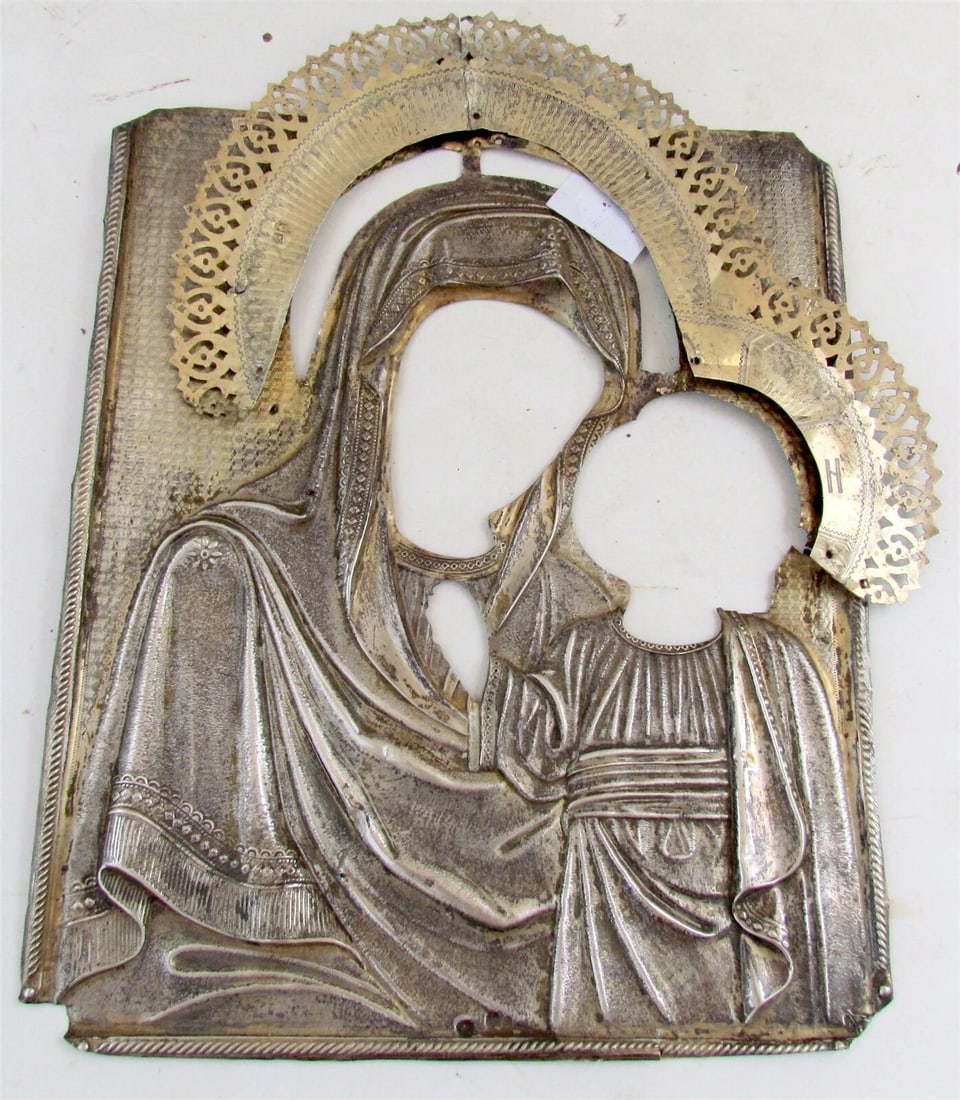 RUSSIAN ICON OKLAD 19th CENTURY antique SILVER for KAZAN VIRGIN - 3