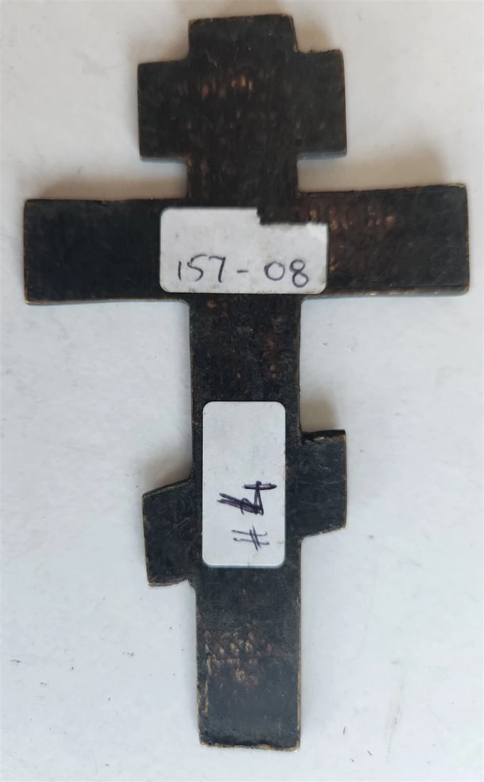 RUSSIAN BRONZE CRUSIFIX ICON 18th CENTURY antique CROSS - 4