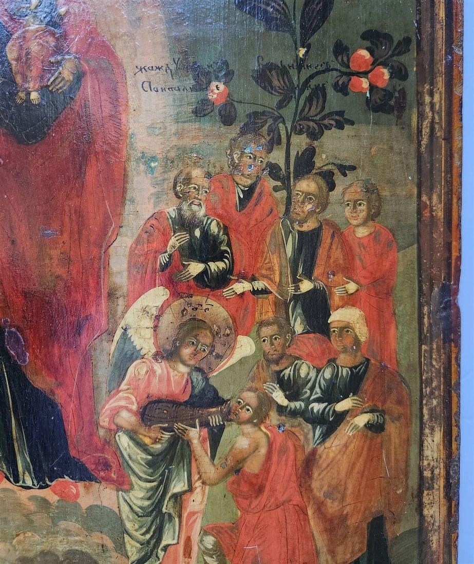 RUSSIAN ICON of VIRGIN of JOY 18th CENTURY antique LARGE 15 by 20 inches - 5