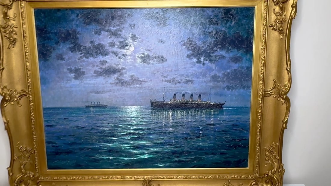 Ships That Pass In the Night RMS Titanic Under Nocturnal Moon with RMS Olympic - 2