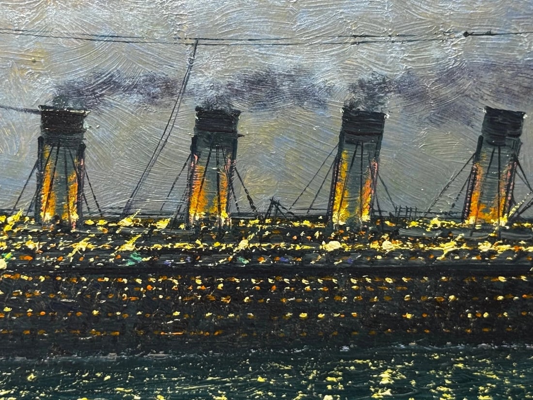 Ships That Pass In the Night RMS Titanic Under Nocturnal Moon with RMS Olympic - 7