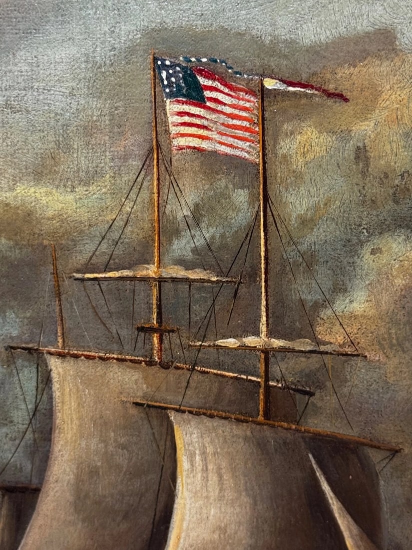 Oil Painting USS Constitution Captures HMS Cyane & HMS Levant, War of 1812 - 15