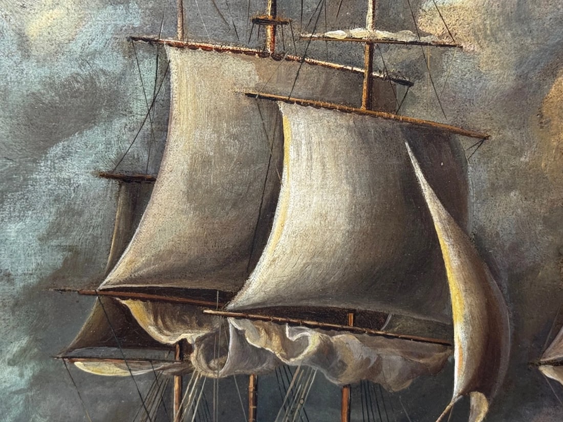 Oil Painting USS Constitution Captures HMS Cyane & HMS Levant, War of 1812 - 16