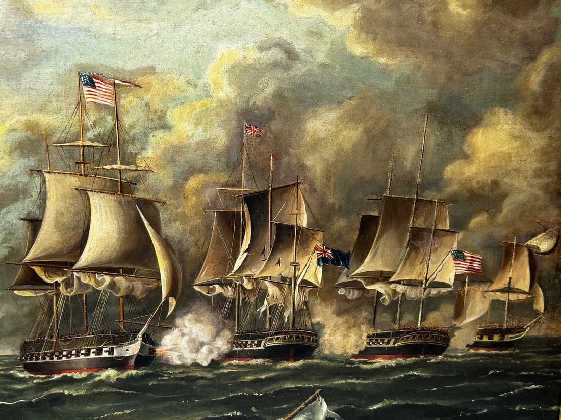 Oil Painting USS Constitution Captures HMS Cyane & HMS Levant, War of 1812 - 3