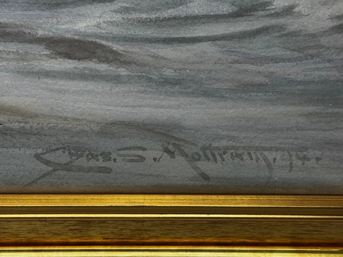 Painting Ship Wreck High Tide off Trebarwith Strand By Charles Sim Mottram RBA - 6