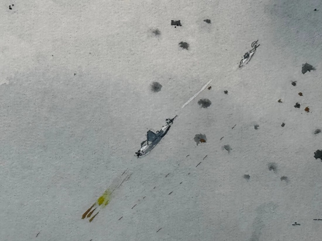 Naval Battle Operation Ten-Go Painting Sinking Of Battleship Yamato April 1945 - 10