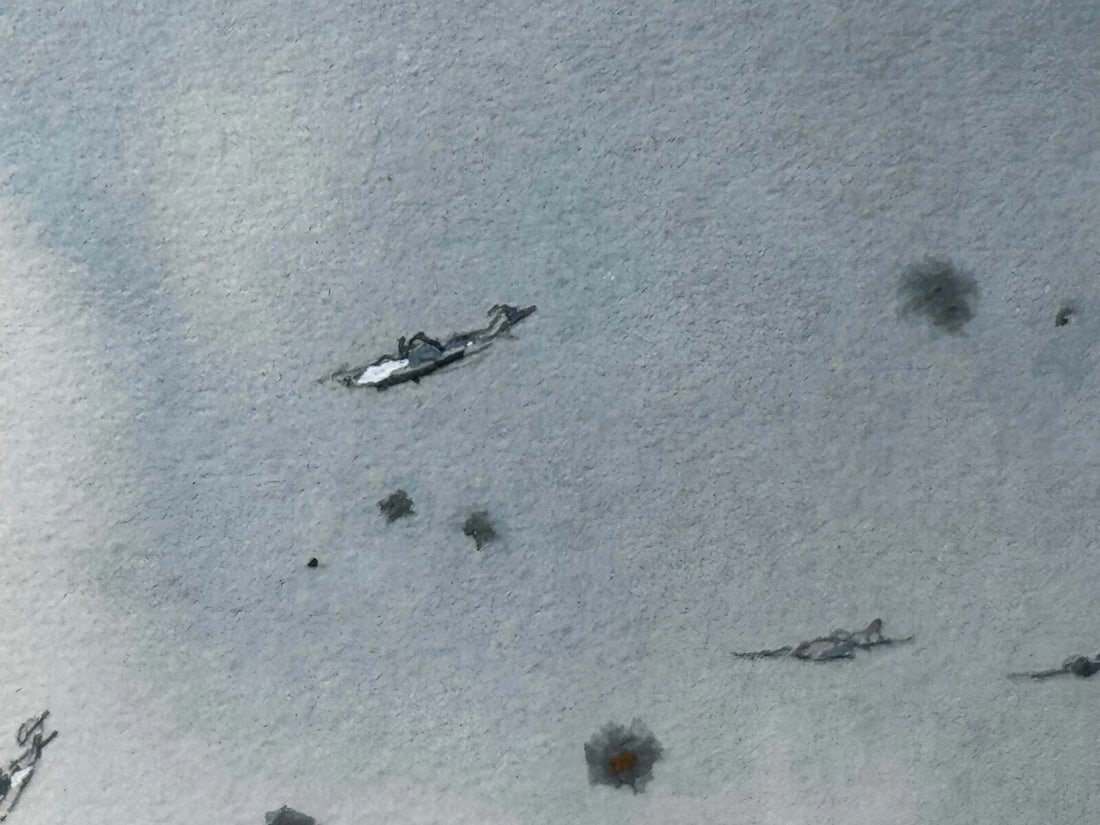Naval Battle Operation Ten-Go Painting Sinking Of Battleship Yamato April 1945 - 12