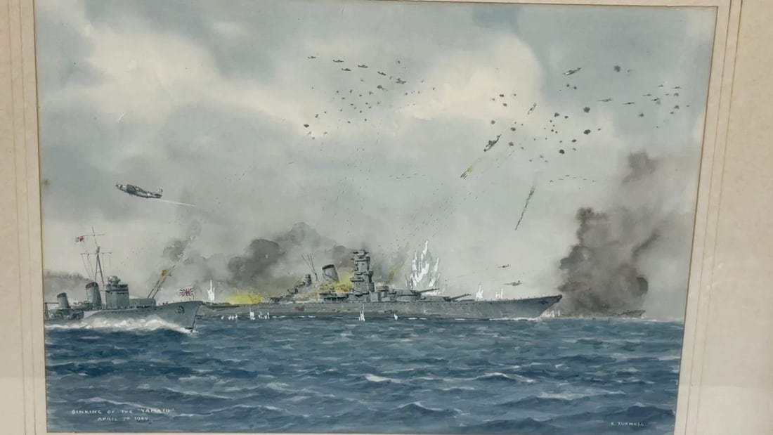 Naval Battle Operation Ten-Go Painting Sinking Of Battleship Yamato April 1945 - 2