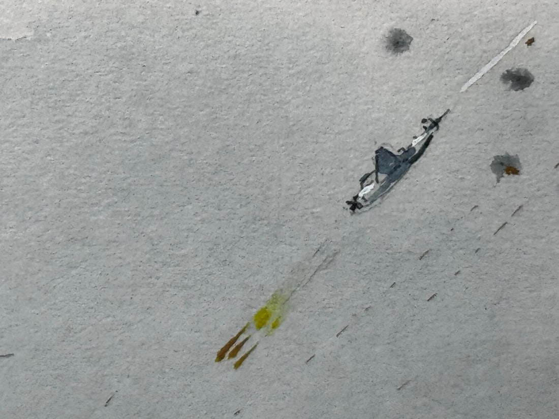 Naval Battle Operation Ten-Go Painting Sinking Of Battleship Yamato April 1945 - 9