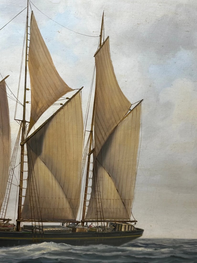 British Marine Oil Painting Kathleen & May Schooner Ship By John Lewis Chapman - 14