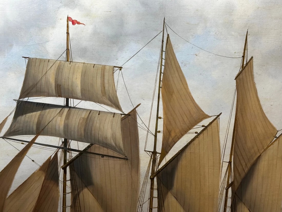 British Marine Oil Painting Kathleen & May Schooner Ship By John Lewis Chapman - 15