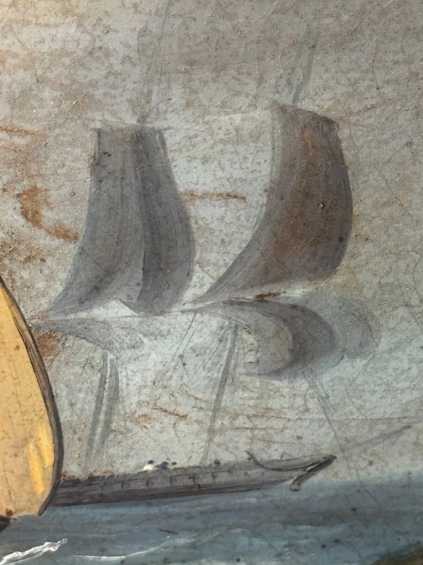 Marine Georgian Early 19th Century French Fishing Boat Heading Out Brisk Winds - 19