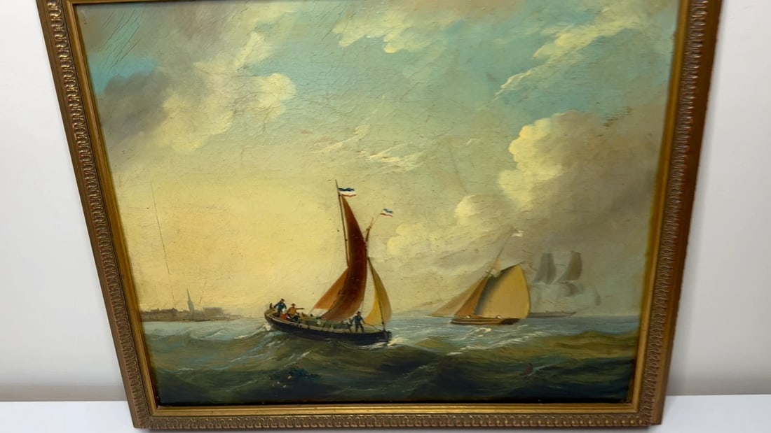 Marine Georgian Early 19th Century French Fishing Boat Heading Out Brisk Winds - 2