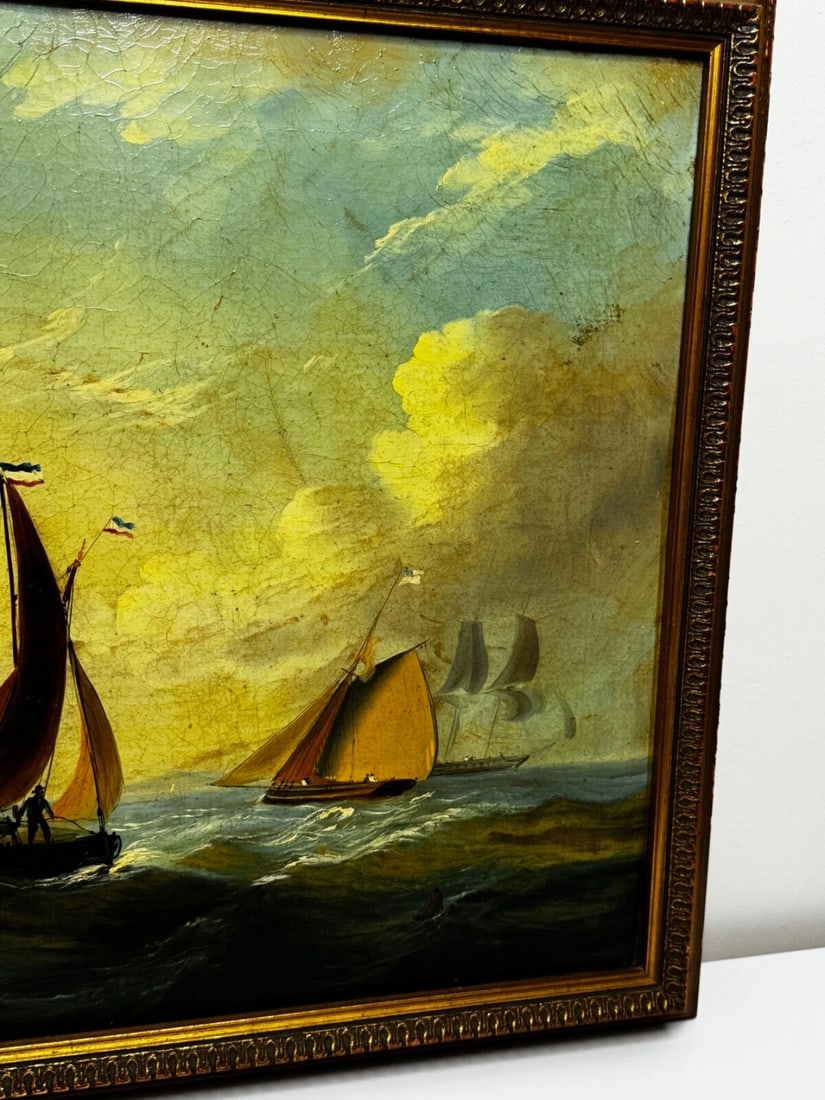 Marine Georgian Early 19th Century French Fishing Boat Heading Out Brisk Winds - 3