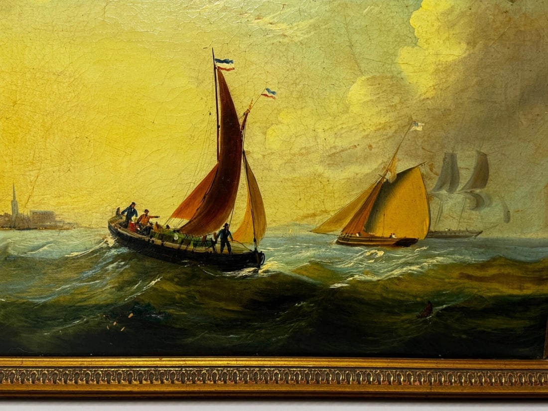Marine Georgian Early 19th Century French Fishing Boat Heading Out Brisk Winds - 5