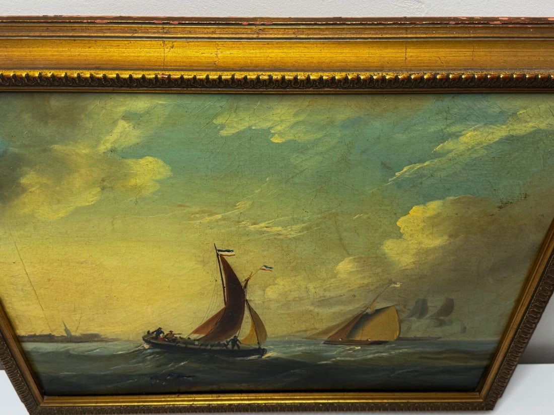 Marine Georgian Early 19th Century French Fishing Boat Heading Out Brisk Winds - 6