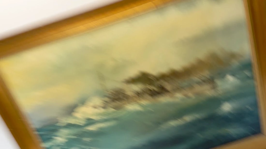 Oil Painting HMS Franklin Ship The Pentlands 1944 WW2 Convoy Duty North Sea - 2