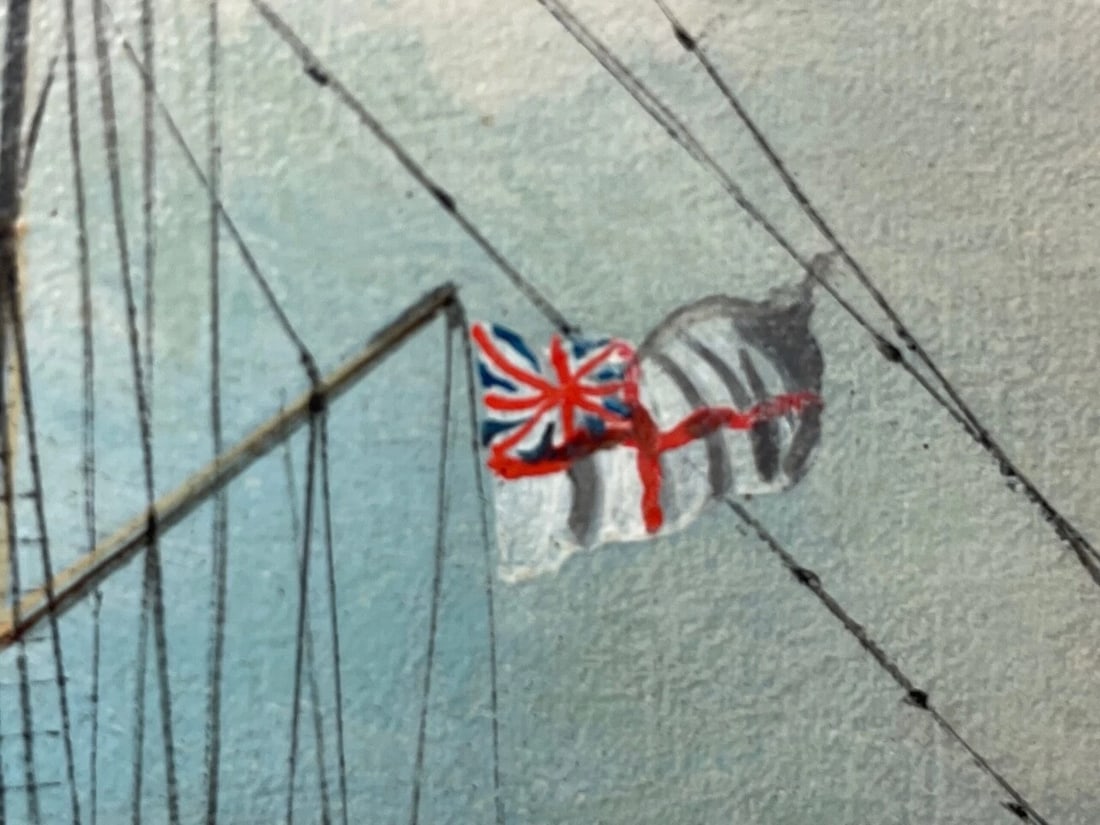 Anglo Chinese School Marine Oil Painting HMS Alacrity Schooner Steam Sail Ship - 14