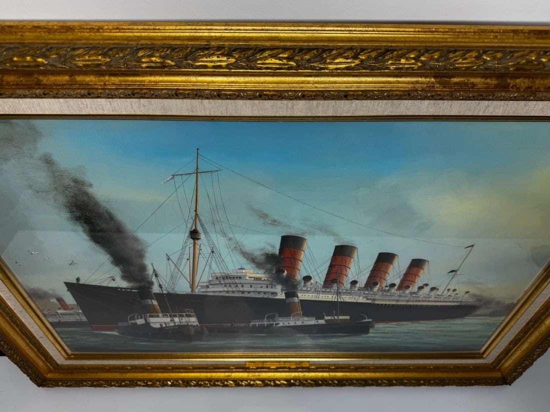 Masterpiece Painting Docking the RMS Mauretania Ship at Sandon Half Tide Dock - 11