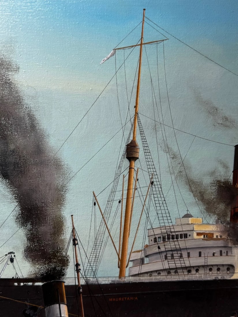 Masterpiece Painting Docking the RMS Mauretania Ship at Sandon Half Tide Dock - 18