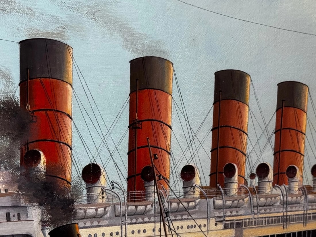 Masterpiece Painting Docking the RMS Mauretania Ship at Sandon Half Tide Dock - 19