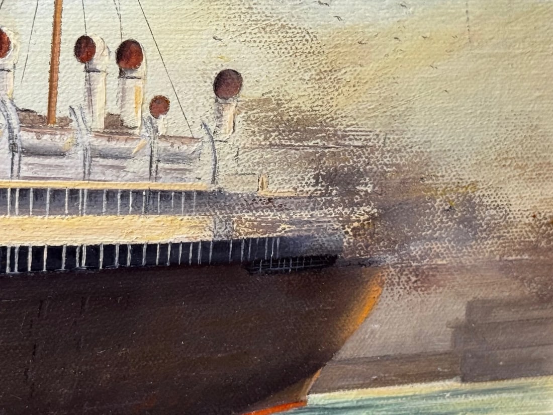Masterpiece Painting Docking the RMS Mauretania Ship at Sandon Half Tide Dock - 20