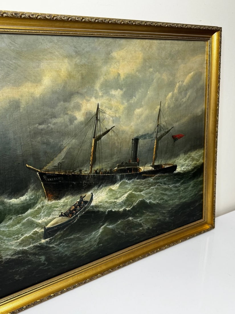 Large Painting Sealer Whaler Ship Of Dundee Sinking The Rescue By William Broome - 11