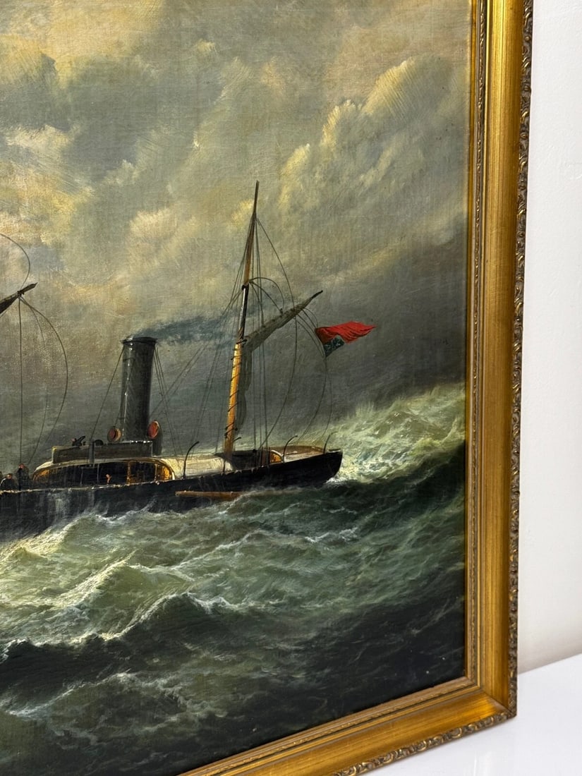 Large Painting Sealer Whaler Ship Of Dundee Sinking The Rescue By William Broome - 12