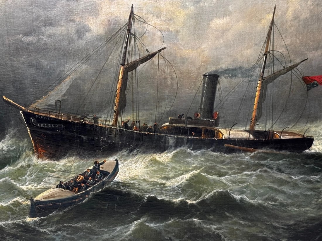 Large Painting Sealer Whaler Ship Of Dundee Sinking The Rescue By William Broome - 4