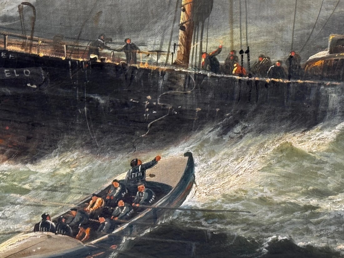 Large Painting Sealer Whaler Ship Of Dundee Sinking The Rescue By William Broome - 7