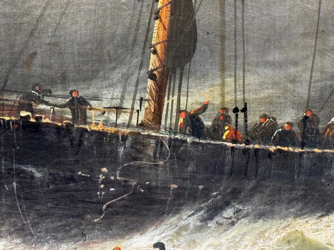Large Painting Sealer Whaler Ship Of Dundee Sinking The Rescue By William Broome - 8