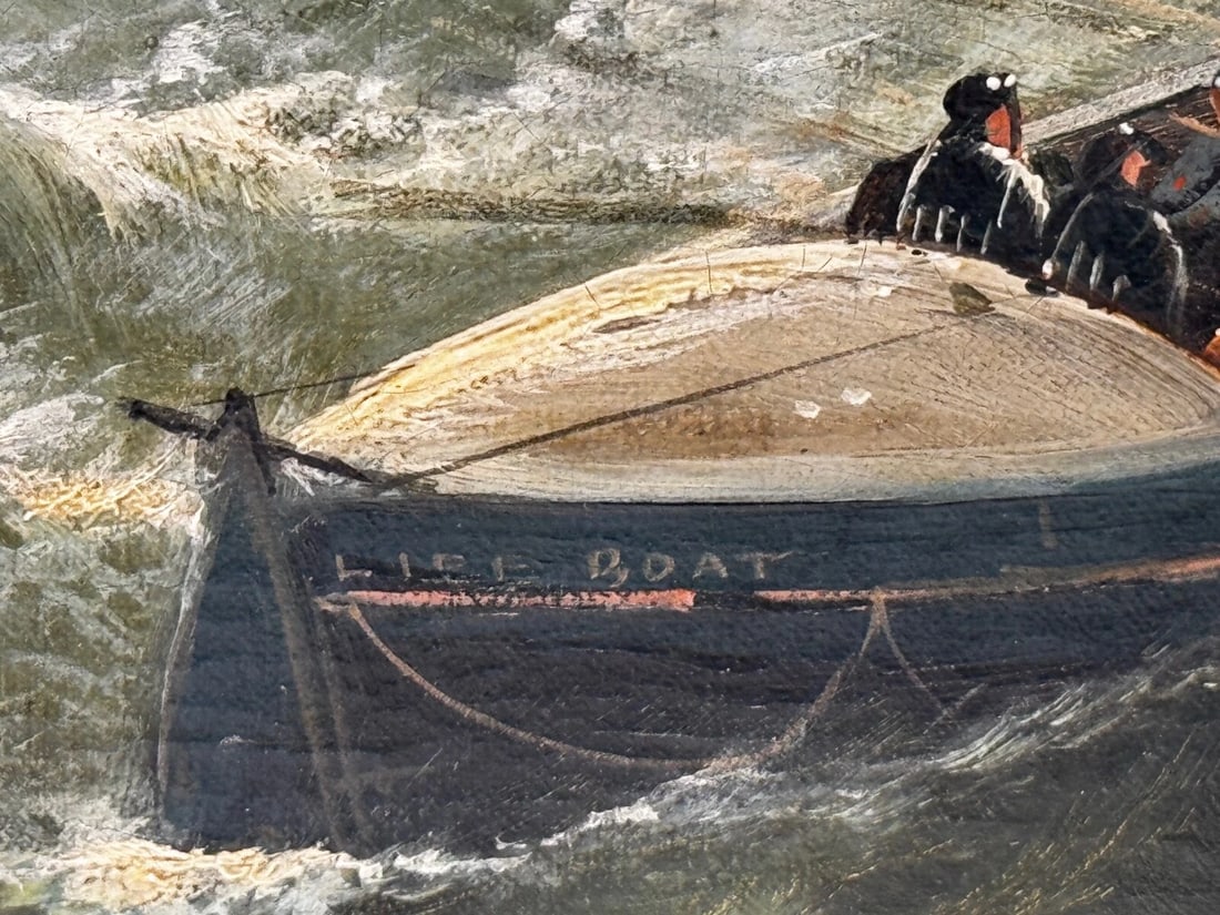 Large Painting Sealer Whaler Ship Of Dundee Sinking The Rescue By William Broome - 9