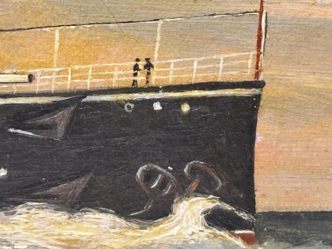 Marine Oil Painting HMS Powerful Royal Navy Cruiser Ship Follower Charles Dixon - 16