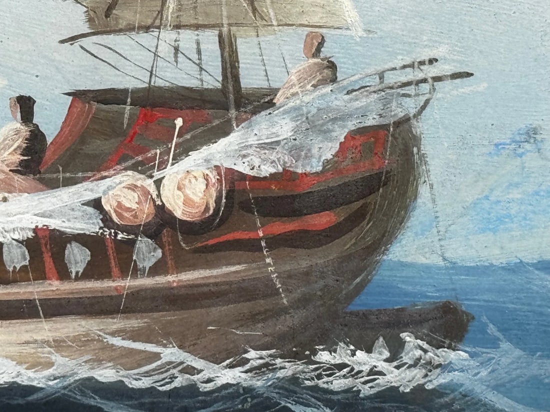 Outbound Junk on the Pearl River, Hong Kong 1914 Attributed to the Ah Hee Studio - 4