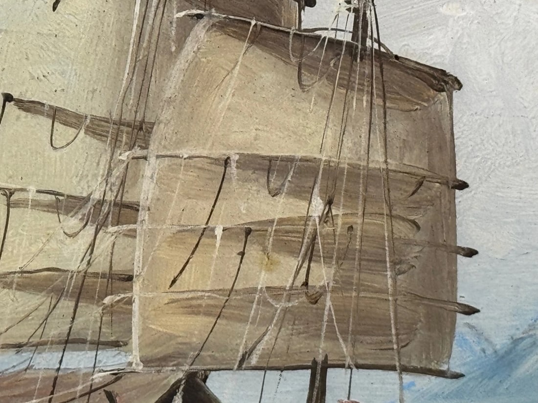 Inbound Junk At Mouth of Pearl River Hong Kong Attributed Ah Hee Studio C1914 - 17