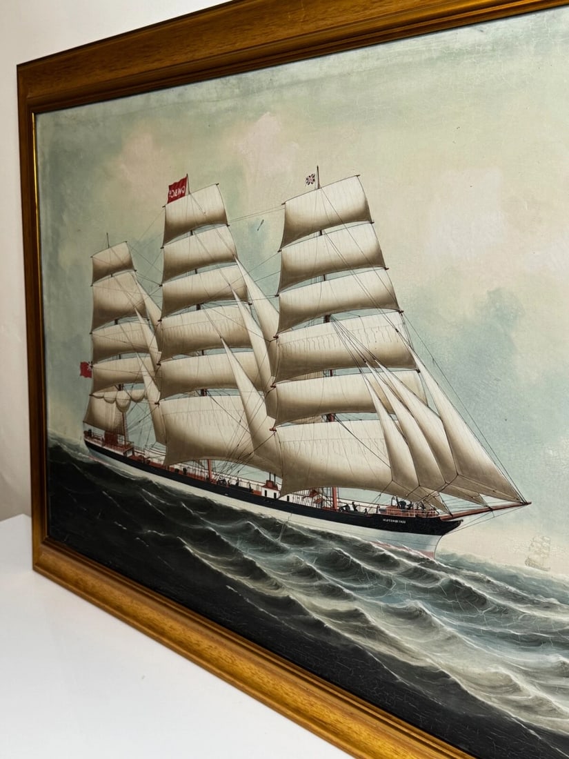 Victorian Oil Painting Wiscombe Park Ship Enroute to Australia John Blumer & Co - 11