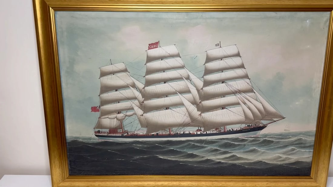Victorian Oil Painting Wiscombe Park Ship Enroute to Australia John Blumer & Co - 2