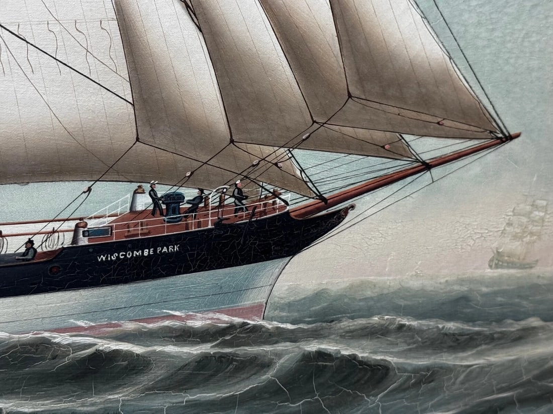 Victorian Oil Painting Wiscombe Park Ship Enroute to Australia John Blumer & Co - 4