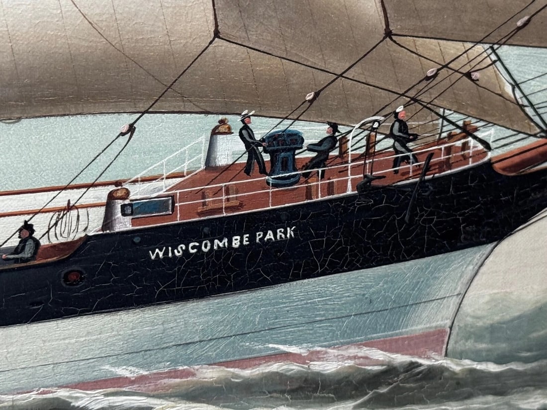 Victorian Oil Painting Wiscombe Park Ship Enroute to Australia John Blumer & Co - 5