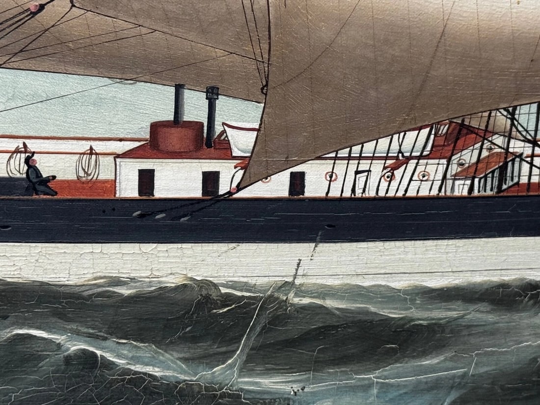 Victorian Oil Painting Wiscombe Park Ship Enroute to Australia John Blumer & Co - 6