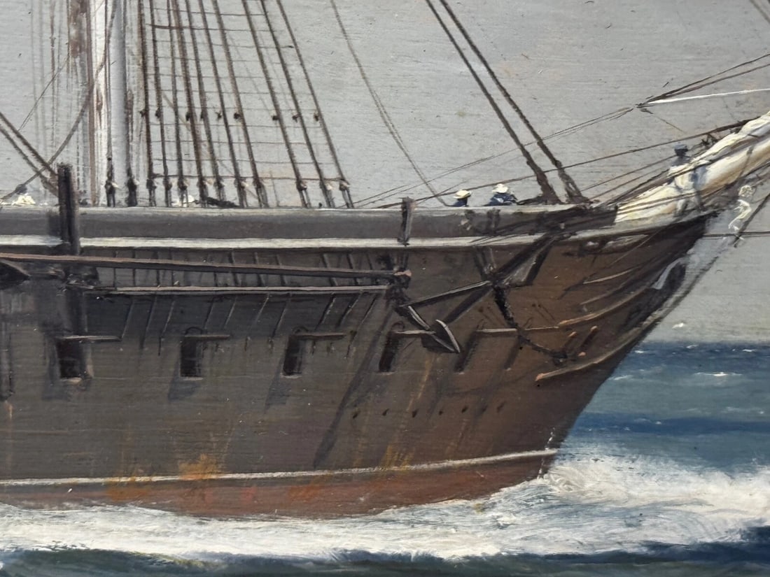 Large Marine Oil Painting HMS Warrior First Ironclad Ship By John Steven Dews - 15