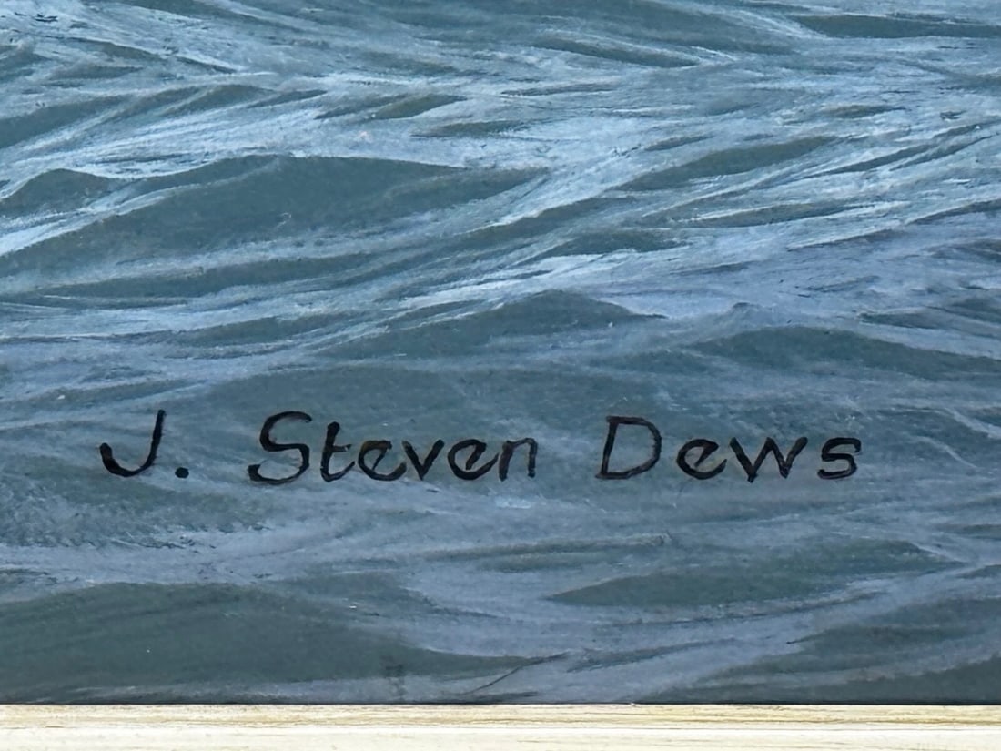 Large Marine Oil Painting HMS Warrior First Ironclad Ship By John Steven Dews - 6