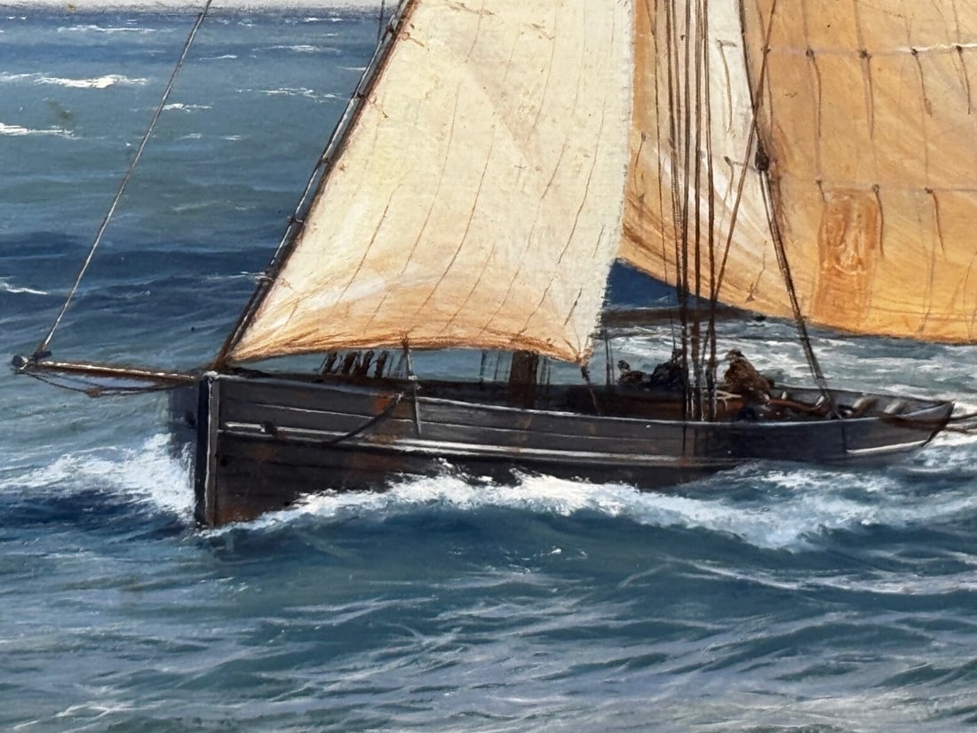 Large Marine Oil Painting HMS Warrior First Ironclad Ship By John Steven Dews - 9