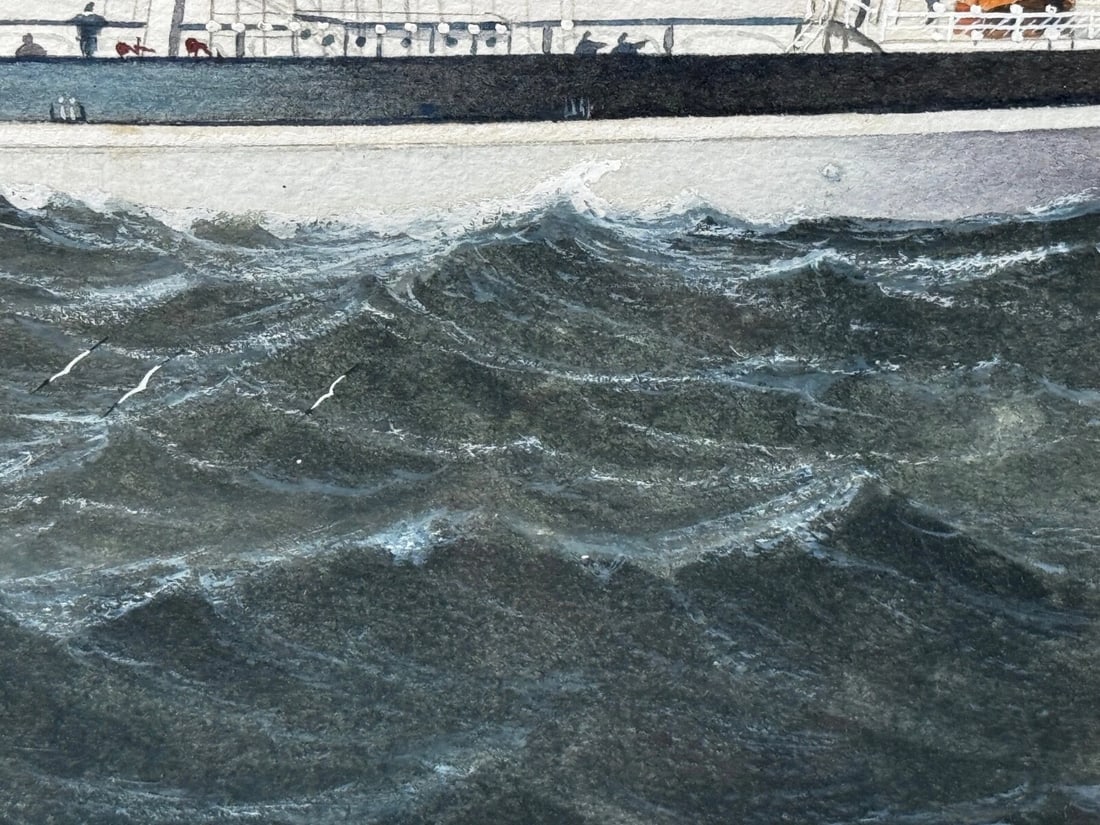 Victorian Painting Brocklebank Line Four Masted Barque Steel Hull Ship Sindia - 16