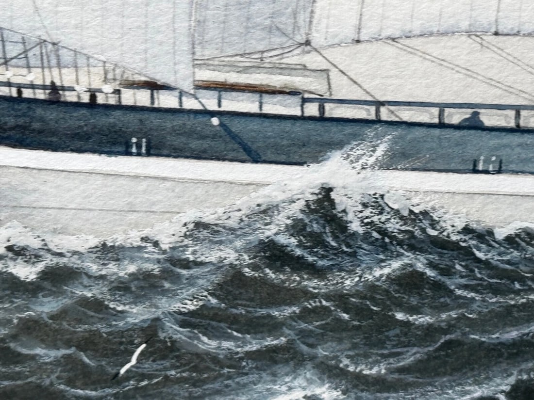 Victorian Painting Brocklebank Line Four Masted Barque Steel Hull Ship Sindia - 20