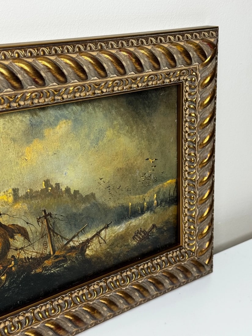 Marine Painting Wreck off Dunstanburgh Castle By Claude Thomas Stanfield Moore - 10